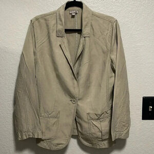 J.Jill Silk Linen Blend One Button Blazer Size Medium Petite